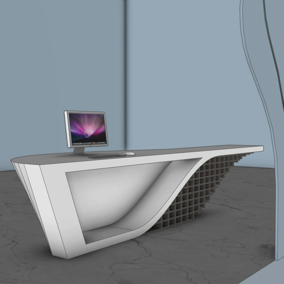 Modern Reception Wall & Desk Set – SketchUp 3D Model - Image 5
