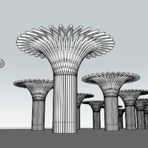Parametric Supertree Structure SketchUp Model – Futuristic Architectural Column (Premium)