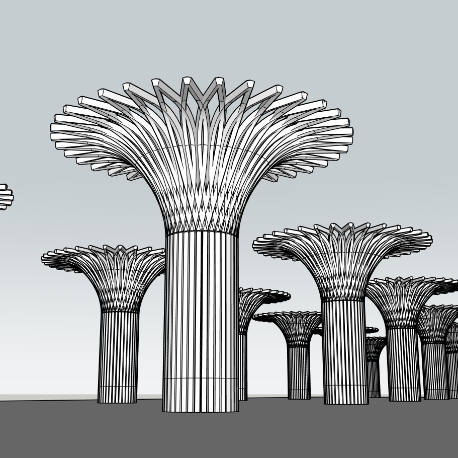 Parametric Supertree Structure SketchUp Model – Futuristic Architectural Column (Premium)