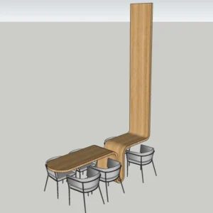 Modern Café Table Set 3D Model – Integrated Column Coffee Tables – SketchUp 2018