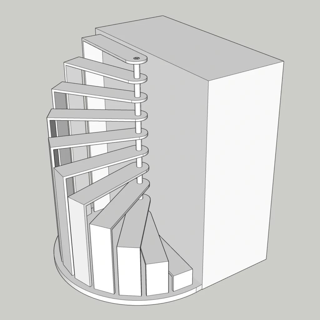 Modern Spiral Staircase Feature Wall SketchUp Model – Architectural Interior Element (Free)