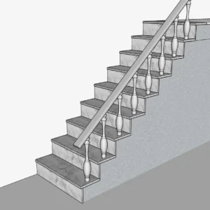 Straight Classic Staircase SketchUp Model – Interior Stair Design with Railing (Free)