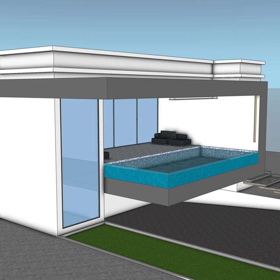 Modern Glass Villa With Infinity Pool | SketchUp 2021 Model - Image 4