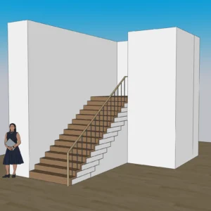 Modern Wooden Staircase SketchUp Model – Interior Stair with Railing for Home Design (Free)