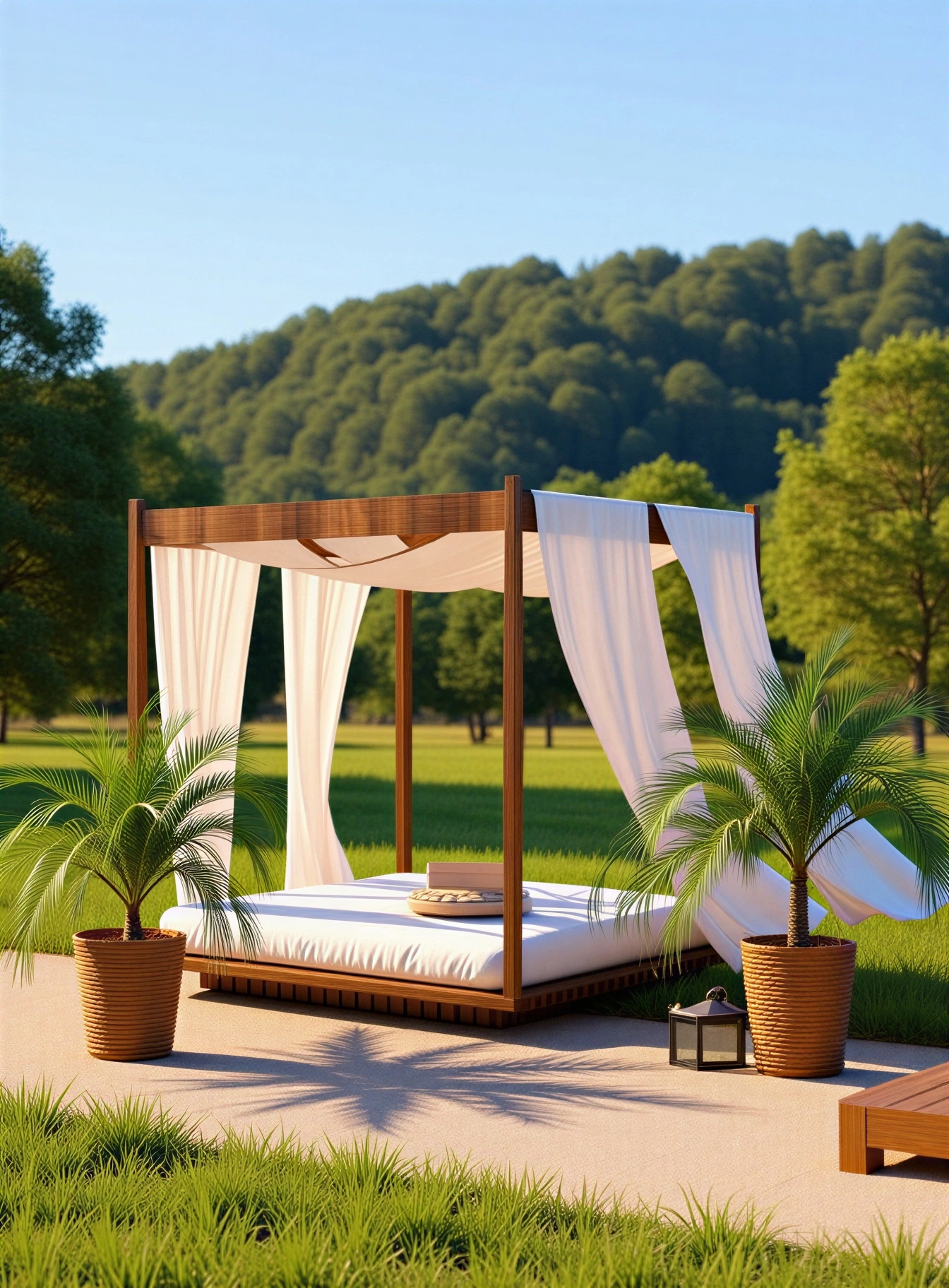 Modern Outdoor Canopy Daybed Pergola SketchUp Model – Luxury Wooden Lounge Bed (Free) - Image 2