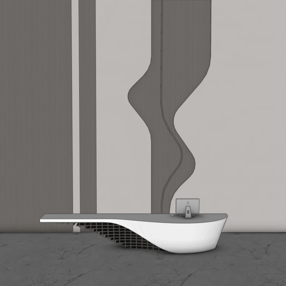 Modern Reception Wall & Desk Set – SketchUp 3D Model - Image 2