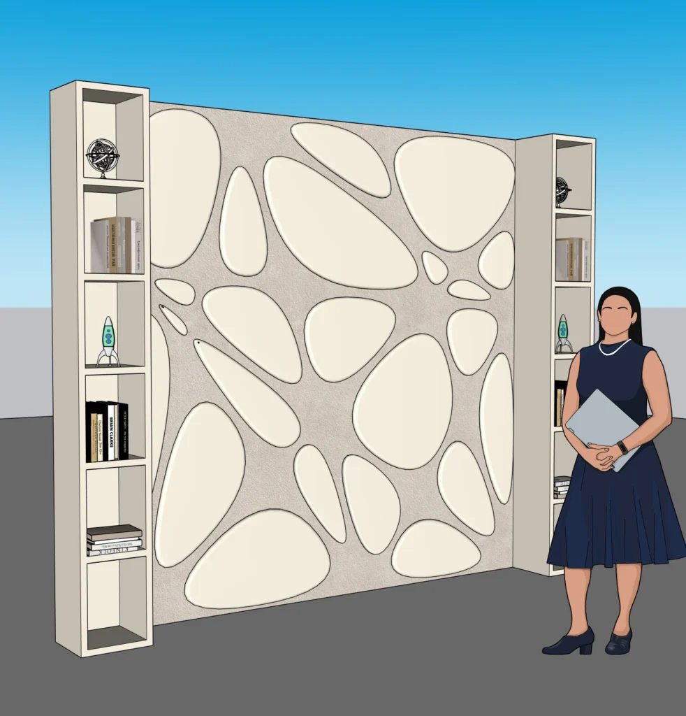 Modern Decorative Wall Panel SketchUp Model – Feature Wall with Shelves for Interior Design (Free)