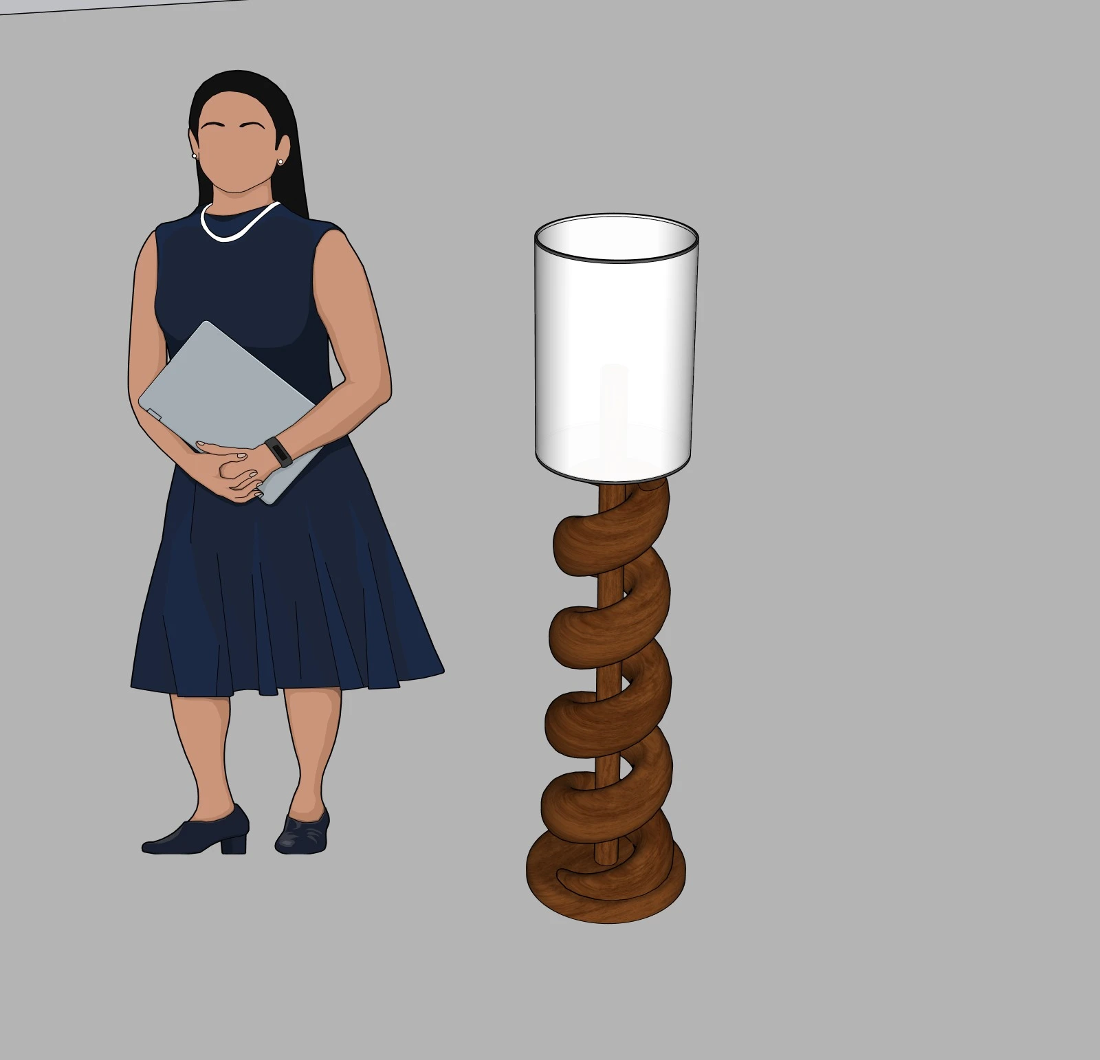 Modern Decorative Floor Lamp SketchUp Model – Spiral Base Interior Lamp Design (Free)