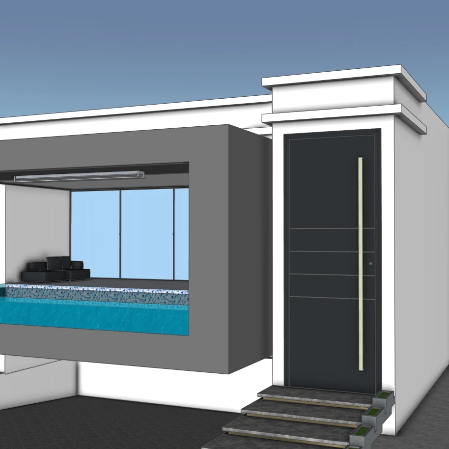 Modern Glass Villa With Infinity Pool | SketchUp 2021 Model - Image 3