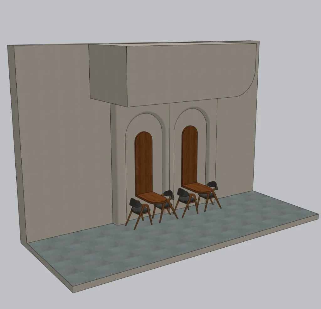 Wall-Mounted Console Tables with Arched Panels – Modern Interior Feature Wall SketchUp Model (Free)