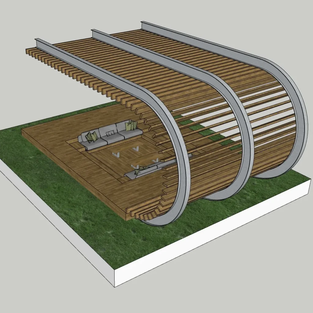 Modern Pergola 3D Model – Parametric Outdoor Structure – SketchUp 2018