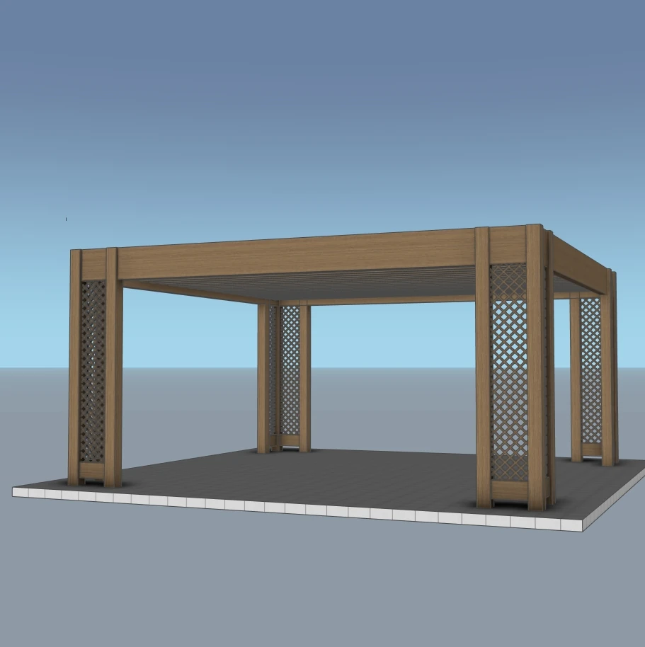 Modern Pergola Pavilion 3D Model – Outdoor Garden Structure – SketchUp 2018 - Image 3