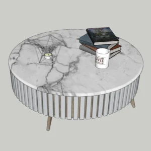 Modern Round Coffee Table 3D Model – Marble Top Design – SketchUp 2018