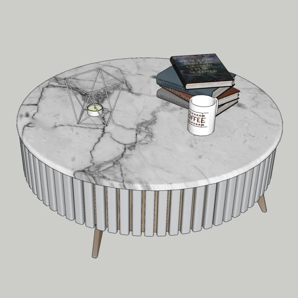 Modern Round Coffee Table 3D Model – Marble Top Design – SketchUp 2018