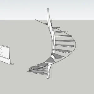 Modern Curved Spiral Staircase SketchUp Model – Floating Helical Stairs (Free)