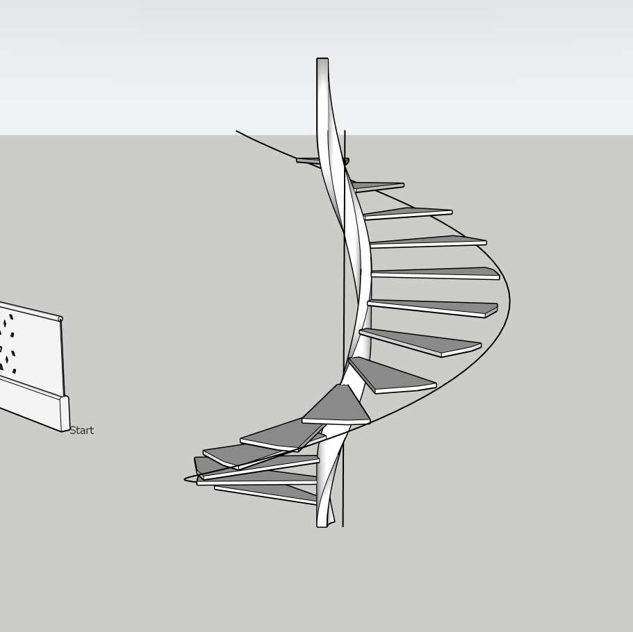 Modern Curved Spiral Staircase SketchUp Model – Floating Helical Stairs (Free)