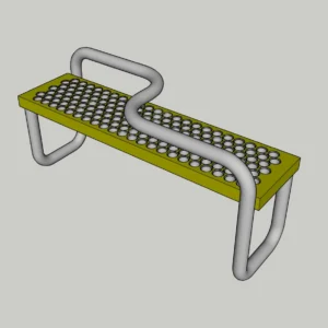 Modern Outdoor Metal Bench SketchUp Model – Urban Park Seating Design (Free)