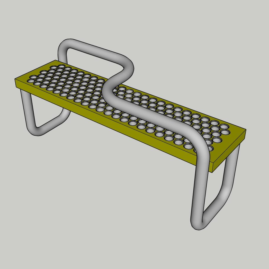 Modern Outdoor Metal Bench SketchUp Model – Urban Park Seating Design (Free)