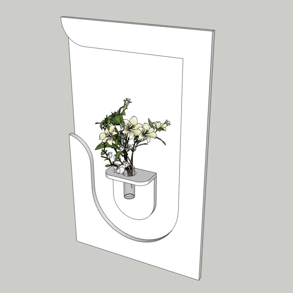 Modern Wall Niche with Planter 3D Model – Decorative Wall Accent – SketchUp 2018