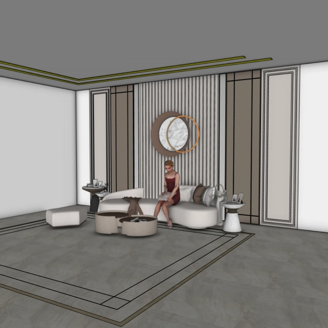 Modern Living Room 3D Model – SketchUp File - Image 6