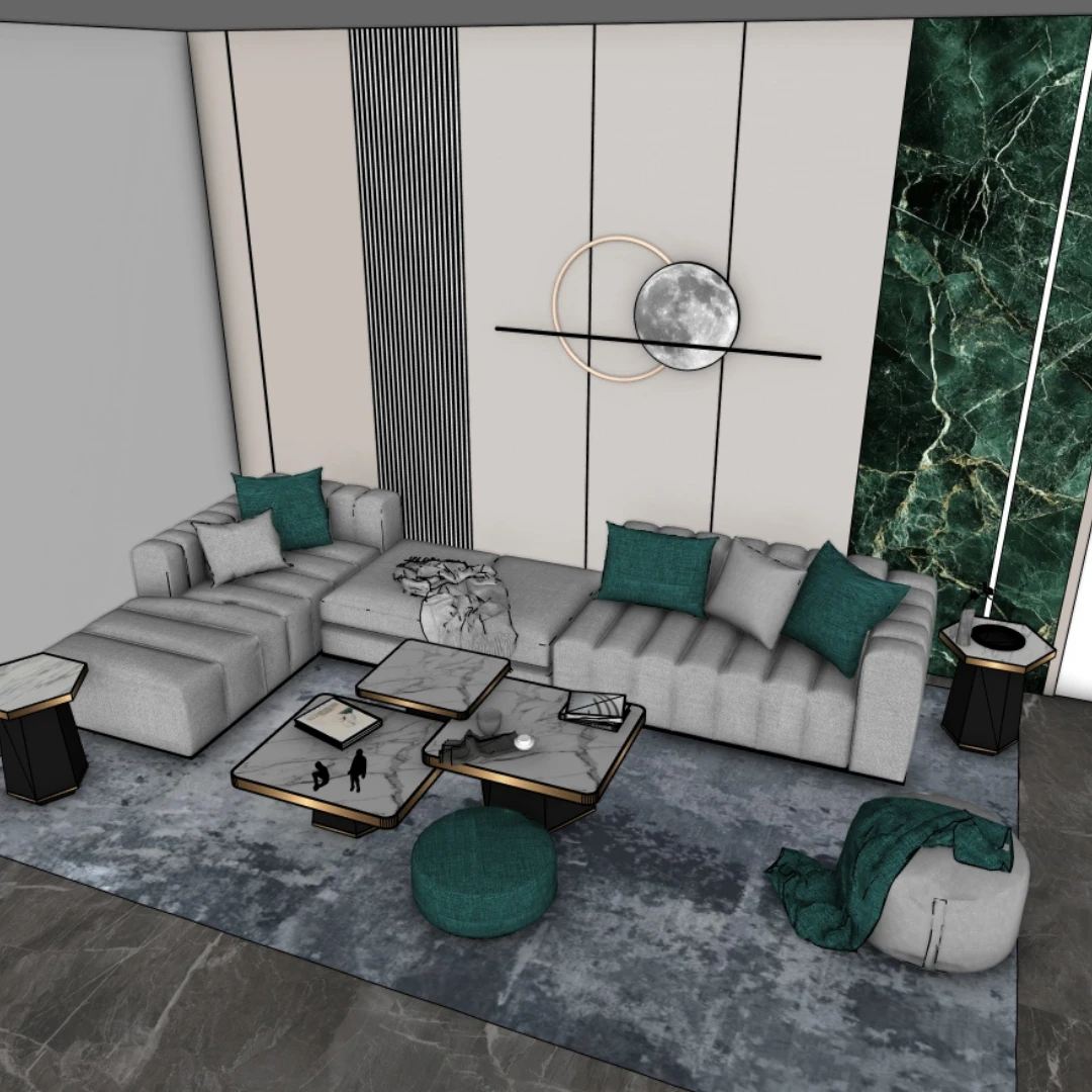 Modern Luxury Living Room 3D Model – SketchUp File - Image 4
