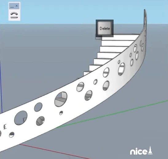 Shape Bender SketchUp — Shape Bender curved railing following the stair in SketchUp